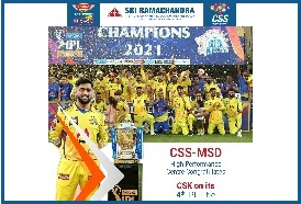 CSS-MSD CA High Performance Centre, SRIHER congratulates Chennai Super Kings on winning 4th IPL title